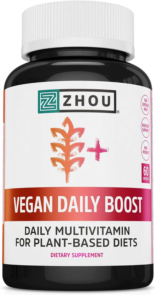 Plant-Based Multivitamin with B Vitamins, Vitamin C, Zinc, and Iron for Immune Support and Energy - 60 Vegan Capsules