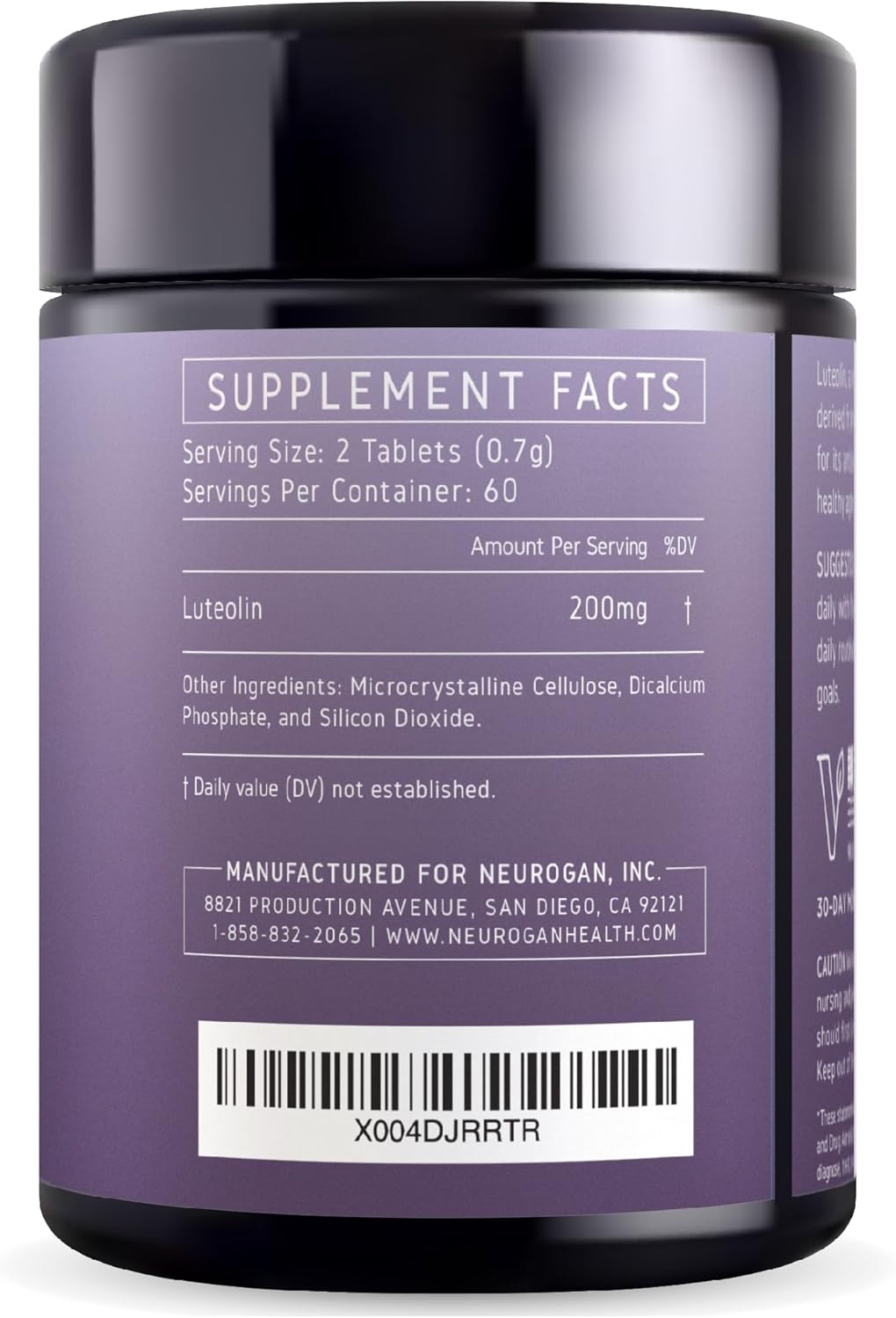 Plant-Based Neurogan Luteolin Tablets - 200 MG - 120 Count - Support Cellular, Brain, & Immune Health - Natural Bioflavonoids for Men & Women
