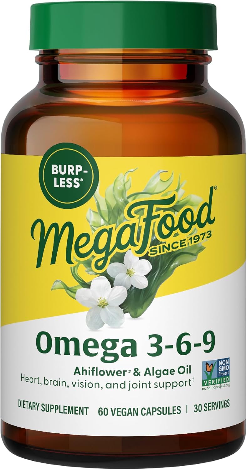 Plant-Based Omega 3 6 9 Supplement - 600mg Omega-3 & 150mg DHA - Heart, Brain, Vision, Joint Support - Vegan Capsules - 60 Count
