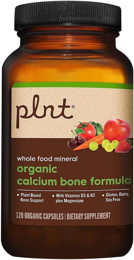 Plant-Based Organic Calcium Bone Formula with Vitamins D3, K2, & Magnesium - 120 Capsules