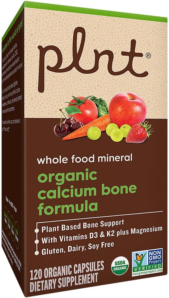 Plant-Based Organic Calcium Bone Formula with Vitamins D3, K2, & Magnesium - 120 Capsules