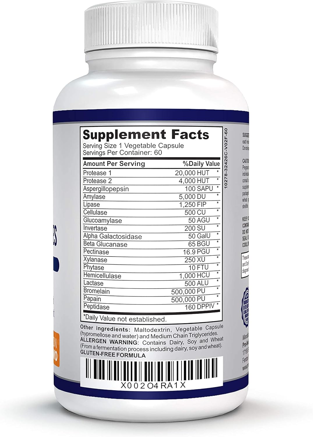 Plant-Based O!VITA Premium Digestive Enzymes for Improved Digestion and Nutrient Absorption - 60 Non-GMO Capsules