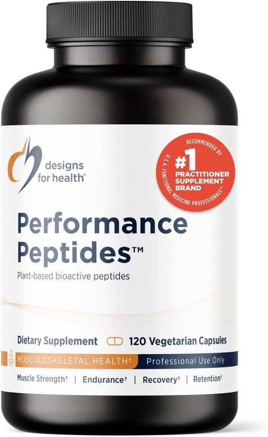 Plant-Based Peptide Muscle Recovery Supplements - Supports Muscle Health, Healthy Aging & Body Composition - Designs for Health Performance Peptides (120 Capsules)