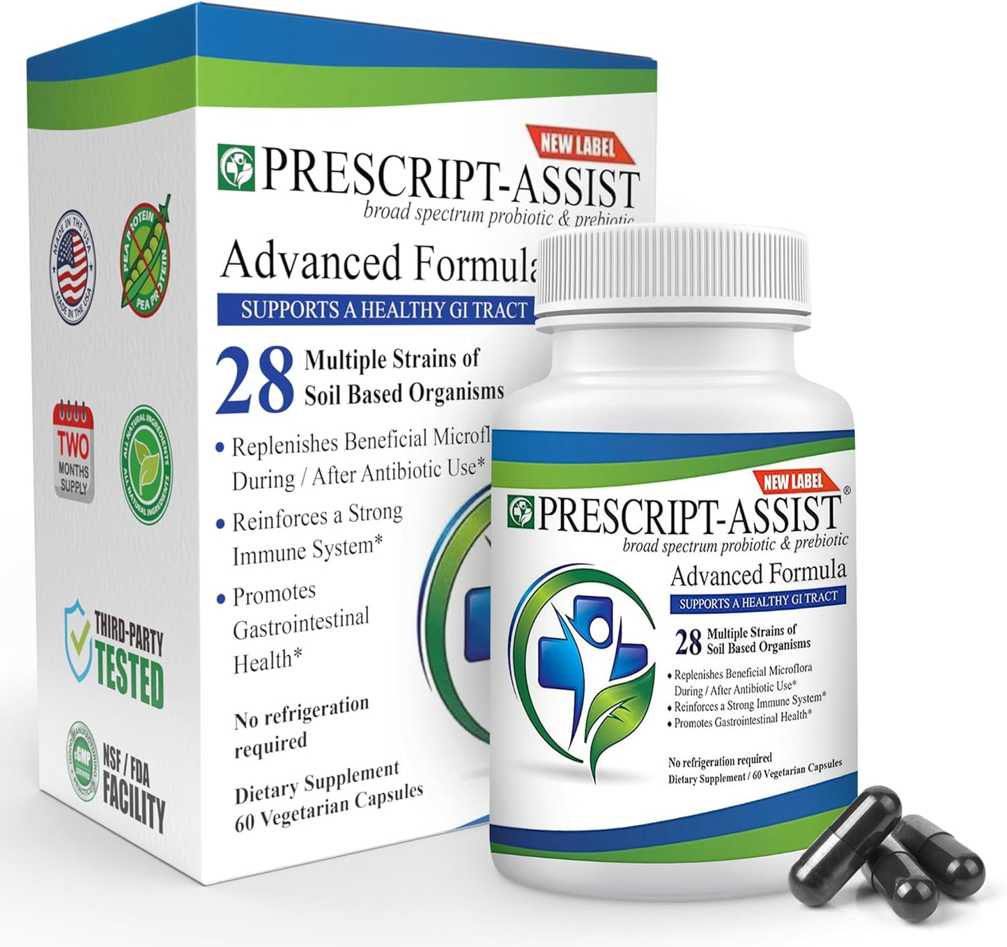 Plant-Based Prebiotics & Probiotics Capsules for Digestive & Immune Health - Vegan Formula, No Pea Protein, Supports Muscle Recovery & Gut Health - 90 Count