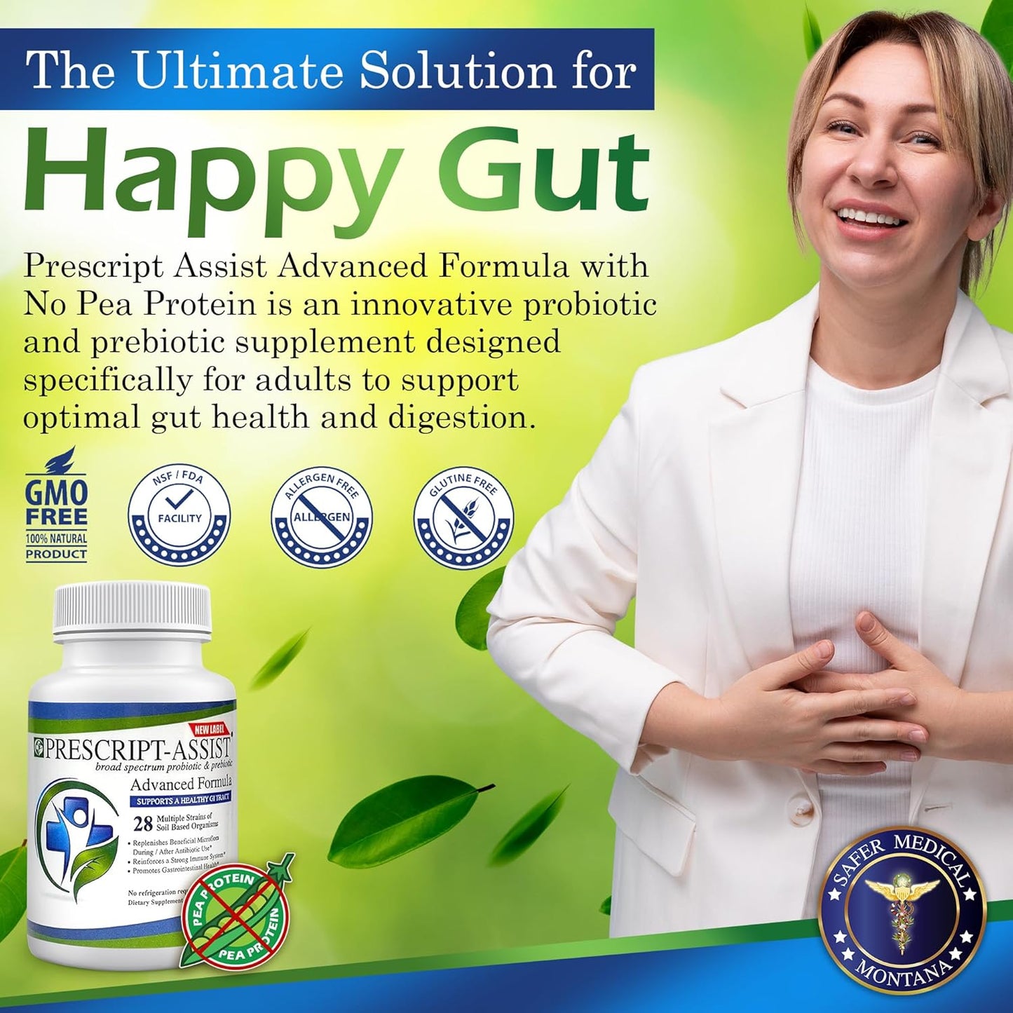 Plant-Based Prebiotics & Probiotics Capsules for Digestive & Immune Health - Vegan Formula, No Pea Protein, Supports Muscle Recovery & Gut Health - 90 Count