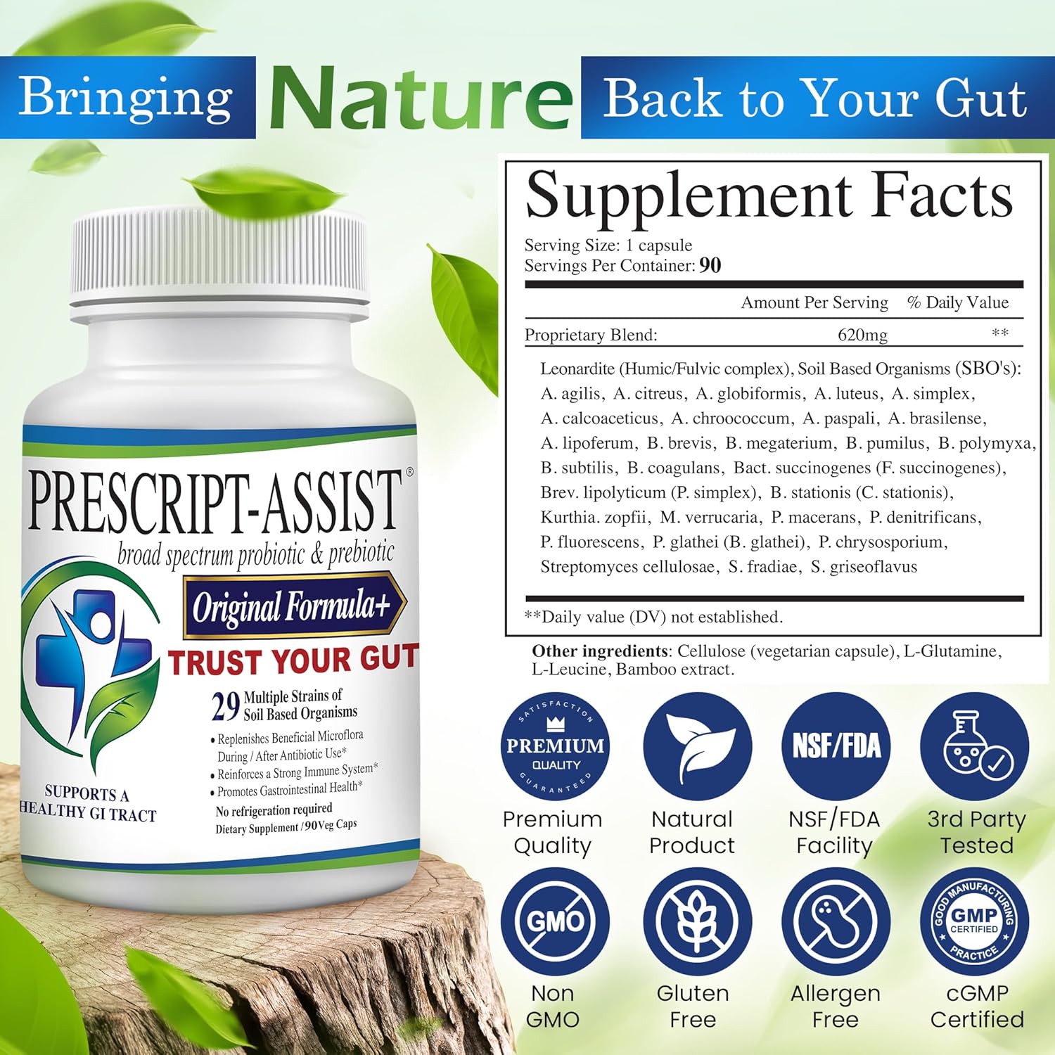 Plant-Based Prebiotics & Probiotics with Pea Protein - 28 Strains Soil Microflora for Digestive & Immune Health - Vegan Support for Muscle Recovery - 90 Capsules