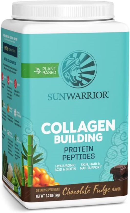 Plant-Based Protein Powder with Collagen Building Peptides, Hyaluronic Acid, and Biotin for Hair, Skin, and Nails - Chocolate Flavor (40 Servings)