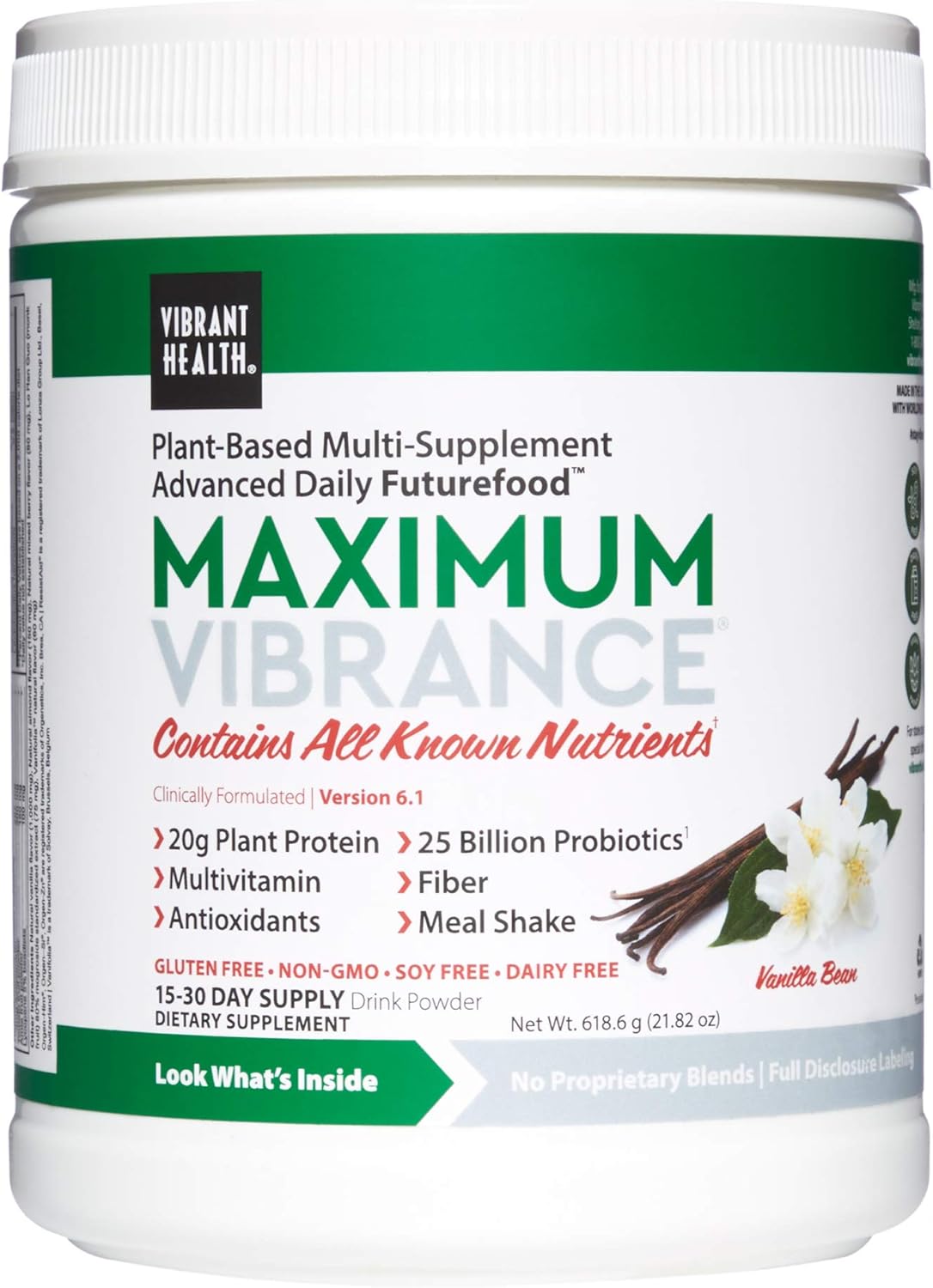 Plant-Based Protein Vegan Meal Shake for Vibrant Health, 15 Servings - Maximum Vibrance