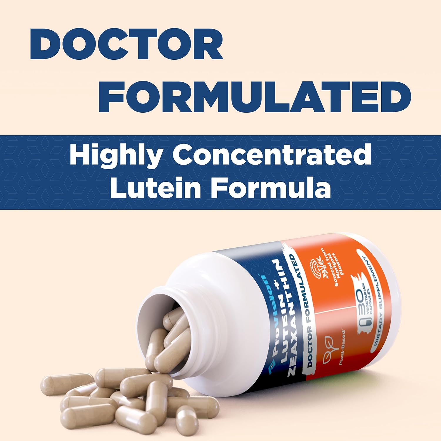 Plant-Based ProVision Lutein & Zeaxanthin Eye Vitamins - Natural Zeaxanthin & Lutein Supplement for Eye Health - 30 Capsules