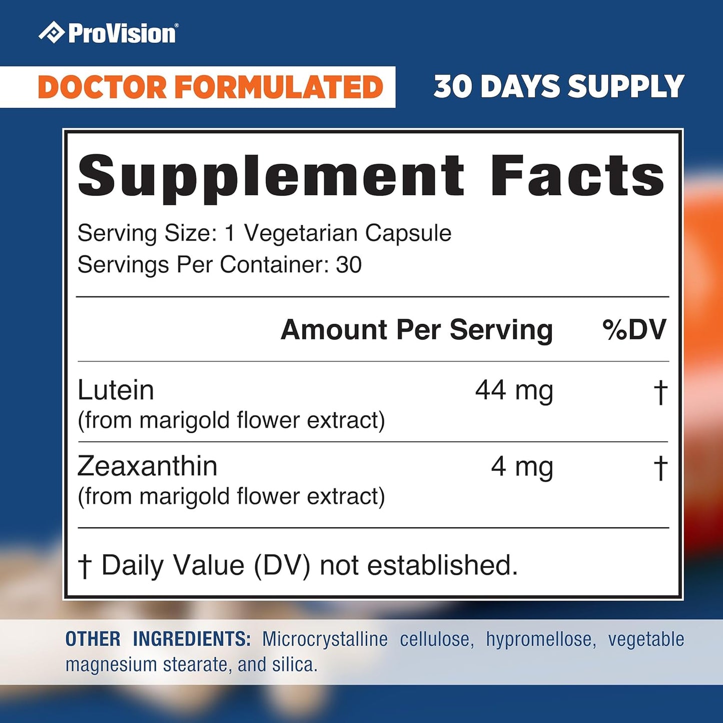 Plant-Based ProVision Lutein & Zeaxanthin Eye Vitamins - Natural Zeaxanthin & Lutein Supplement for Eye Health - 30 Capsules