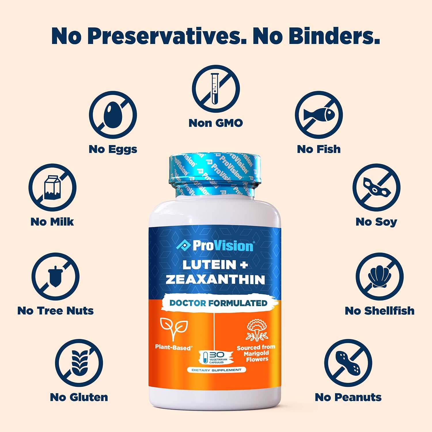 Plant-Based ProVision Lutein & Zeaxanthin Eye Vitamins - Natural Zeaxanthin & Lutein Supplement for Eye Health - 30 Capsules