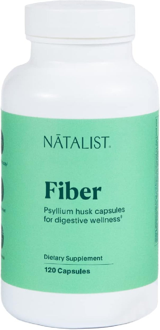 Plant-Based Psyllium Husk Supplement for Digestive Wellness & Gut Health - 120 Capsules, 2,175mg Daily Prebiotic for Women, Pregnancy-Safe, Gluten-Free