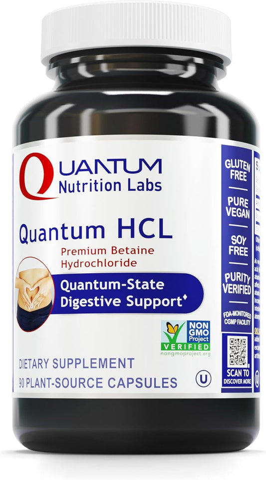 Plant-Based Quantum Betaine HCL Capsules for Digestive Function & Low Stomach Acid - 90 Count