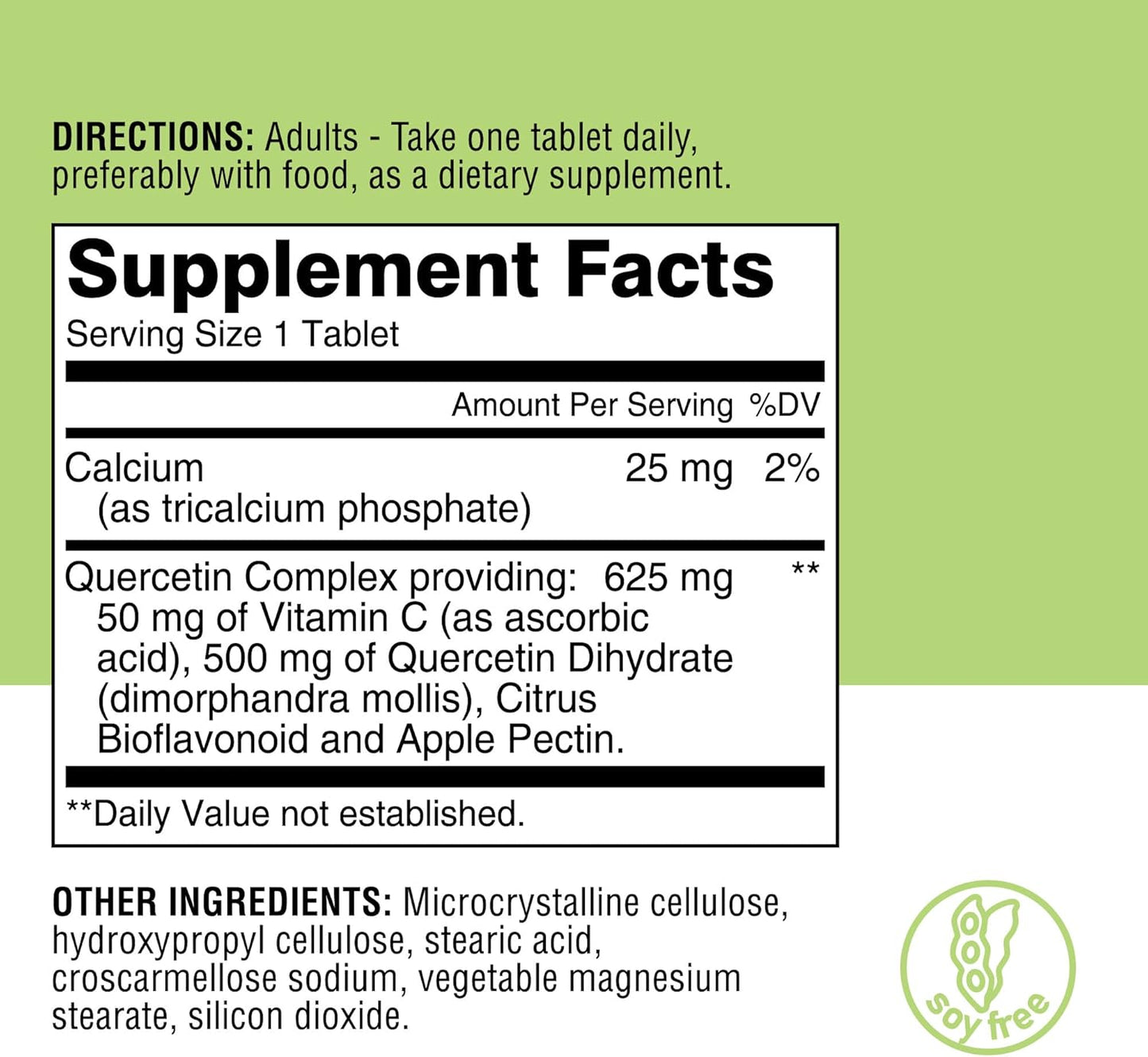 Plant Based Quercetin Supplement for Improved Immune and Respiratory Health - 60 Tablets