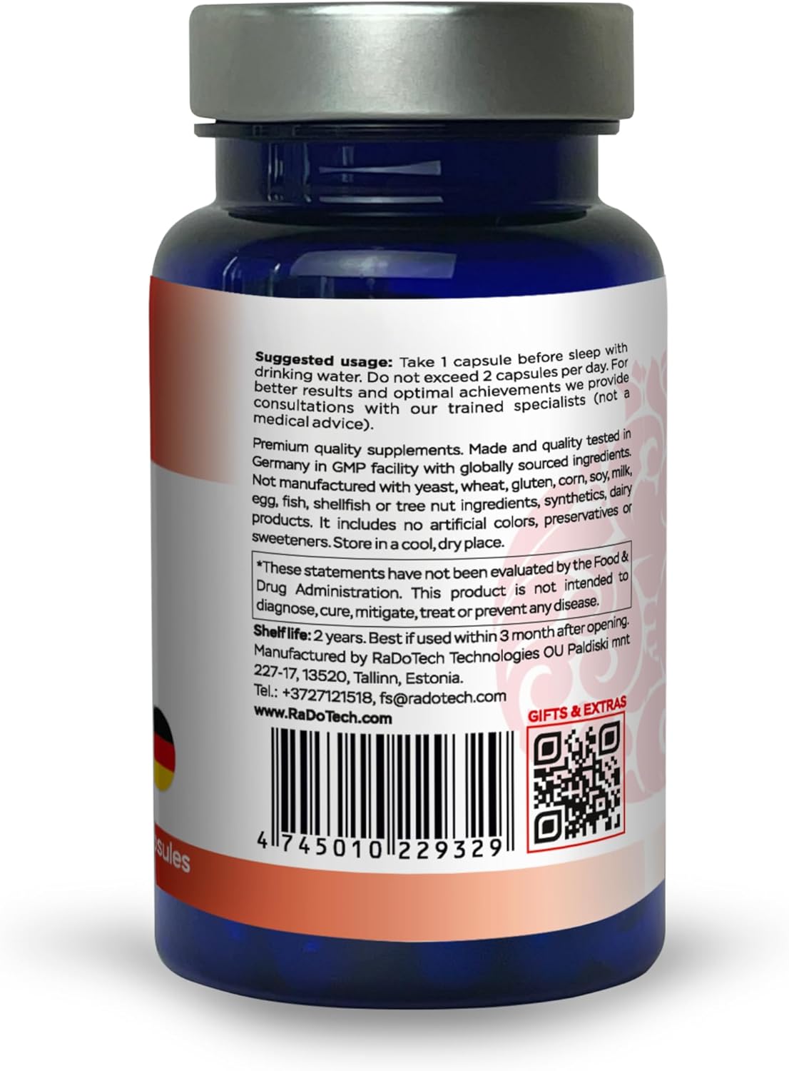 Plant-Based RaDoTech VeinoTune Caplets for Varicose Veins, Reduces Swelling, 60 Day Supply