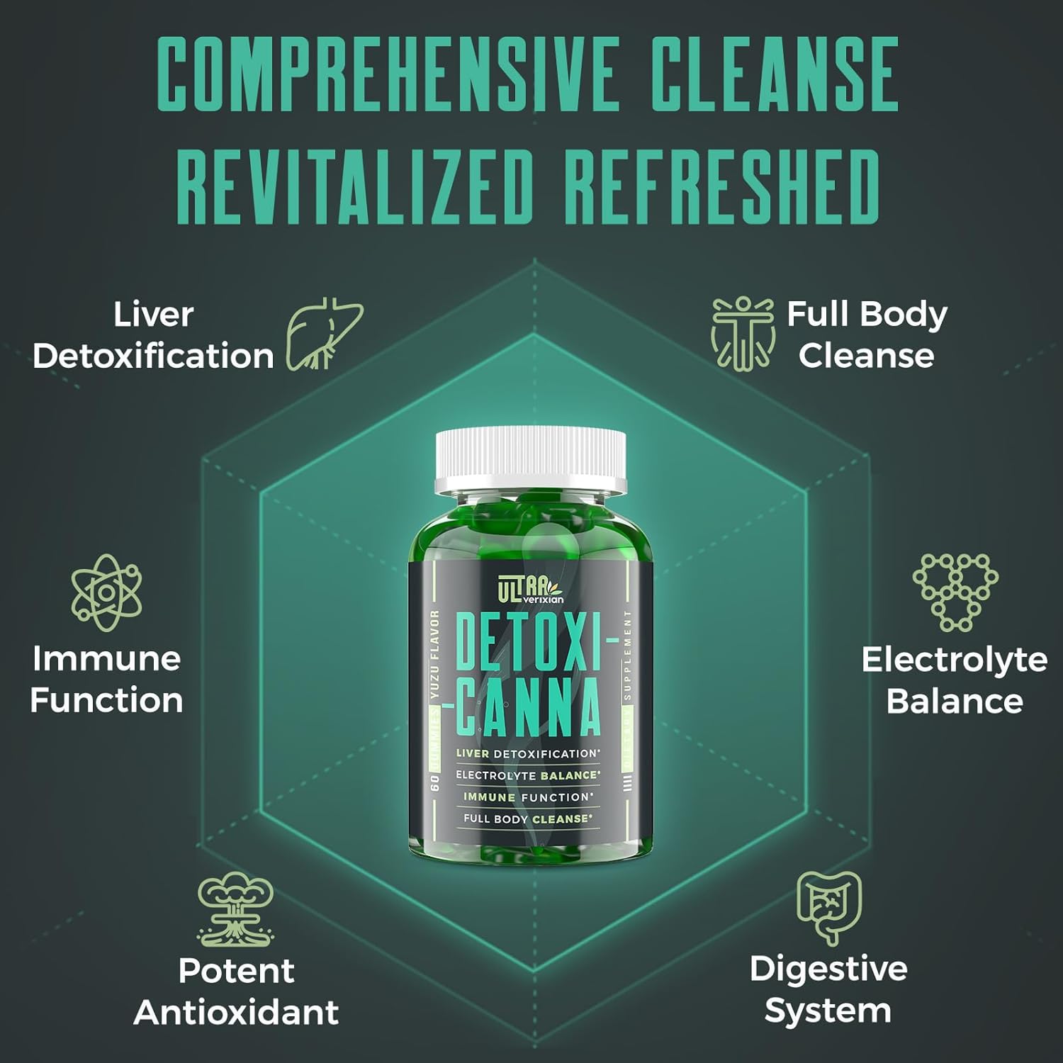 Plant-Based Ultraverixian Detox Cleanse Gummies with Milk Thistle - Effective Full Body Cleanse for Men and Women, Liver, Gut, and Kidney Support - 120 Gummies