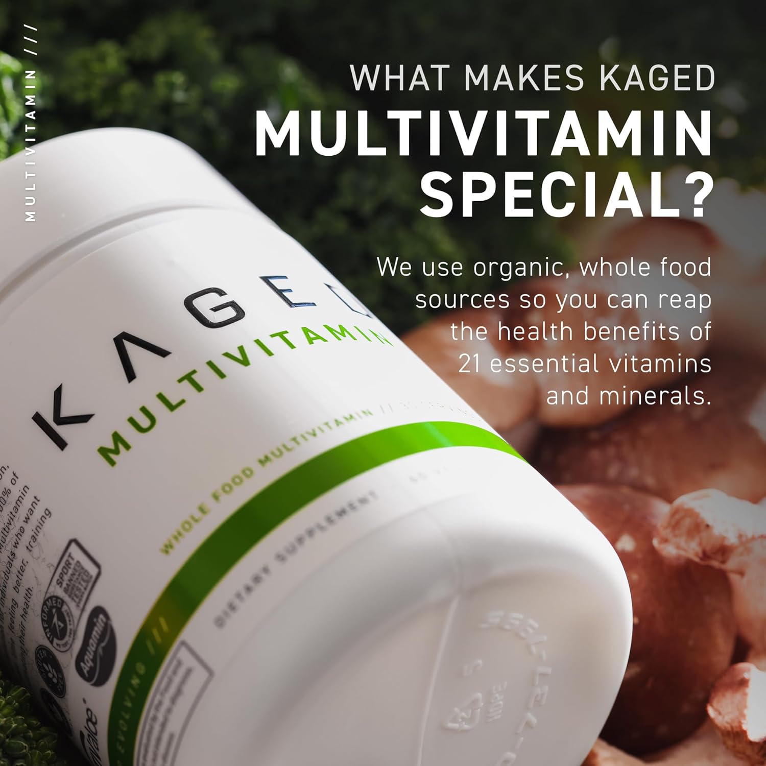 Plant-Based Vegan Multivitamin with Organic Whole Foods for Men and Women - Includes Vitamin C, D, E, B12 - 60 Servings