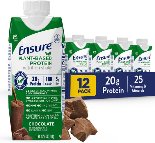 Plant-Based Vegan Protein Nutrition Shakes - Chocolate Flavor, 20g Protein, 11 Fl Oz, 12 Pack