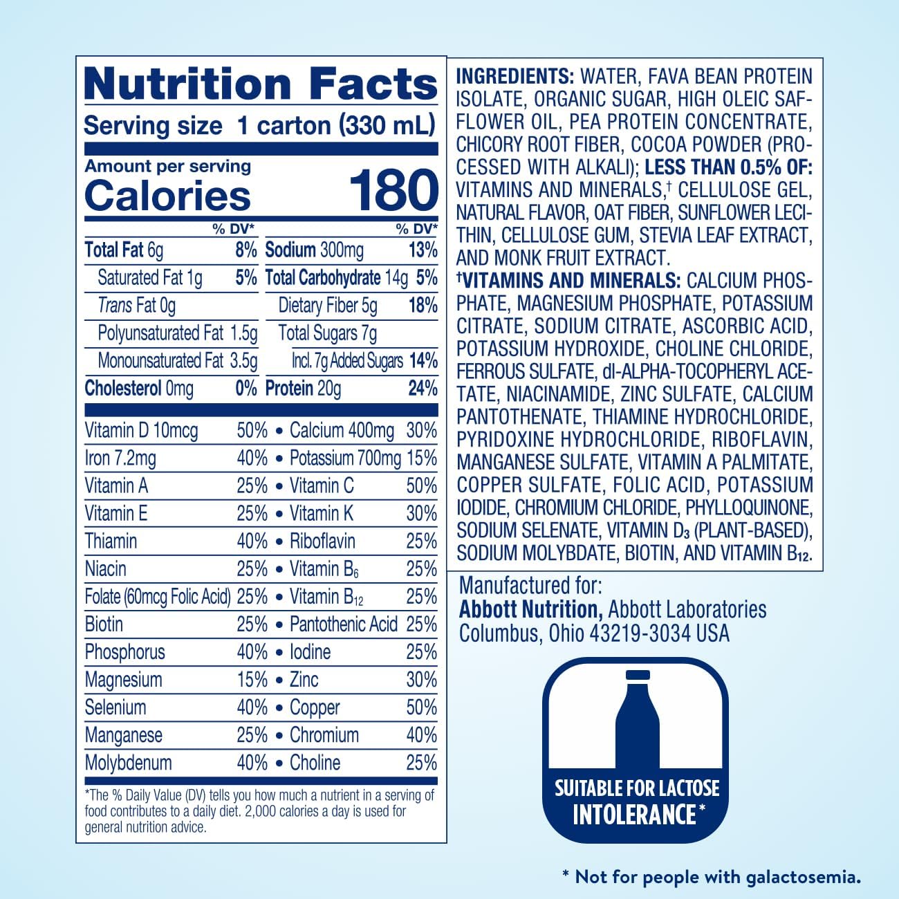 Plant-Based Vegan Protein Nutrition Shakes - Chocolate Flavor, 20g Protein, 11 Fl Oz, 12 Pack