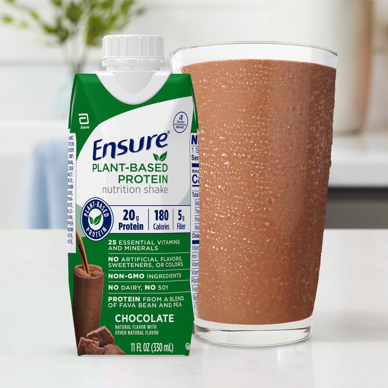 Plant-Based Vegan Protein Nutrition Shakes - Chocolate Flavor, 20g Protein, 11 Fl Oz, 12 Pack