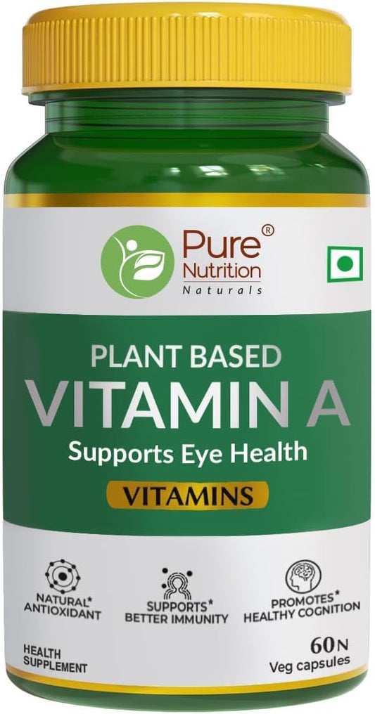 Plant-Based Vitamin A Supplement from Beta Carotene - 60 Vegetarian Capsules for Healthy Eyesight and Aging Eyes - Natural Formula for Men & Women
