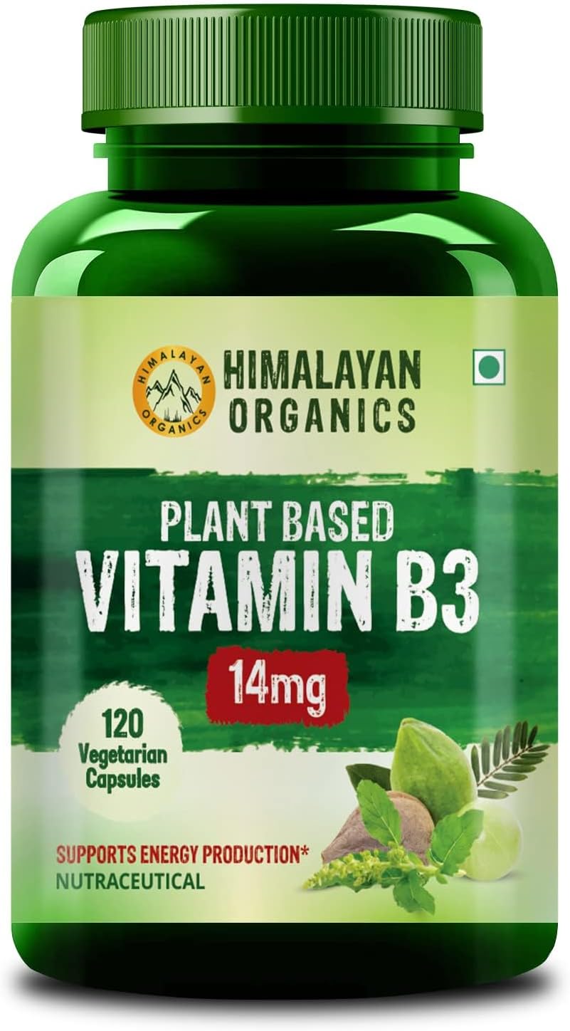 Plant-Based Vitamin B3 Capsules for Healthy Skin and Heart - 120 Count