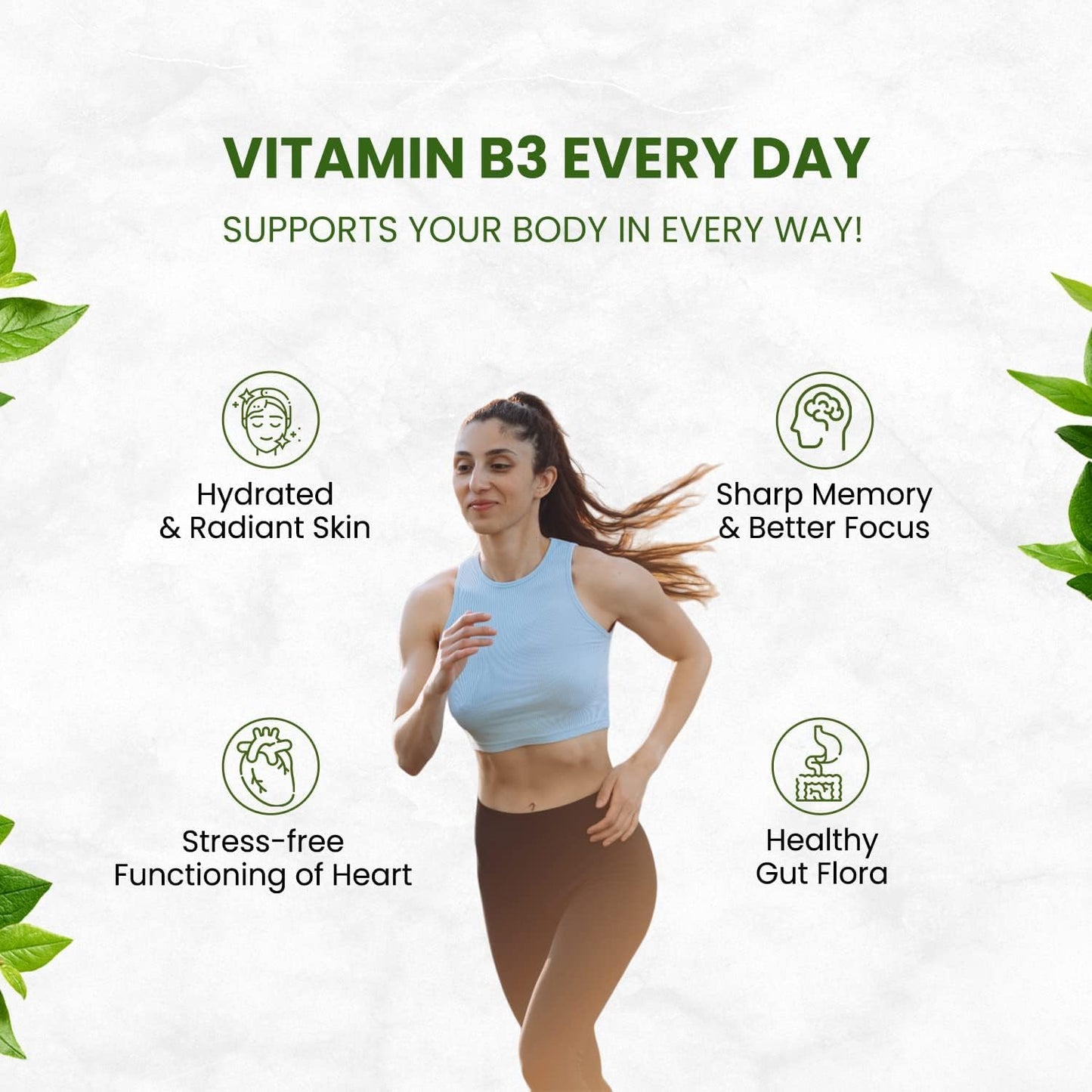Plant-Based Vitamin B3 Capsules for Healthy Skin and Heart - 120 Count