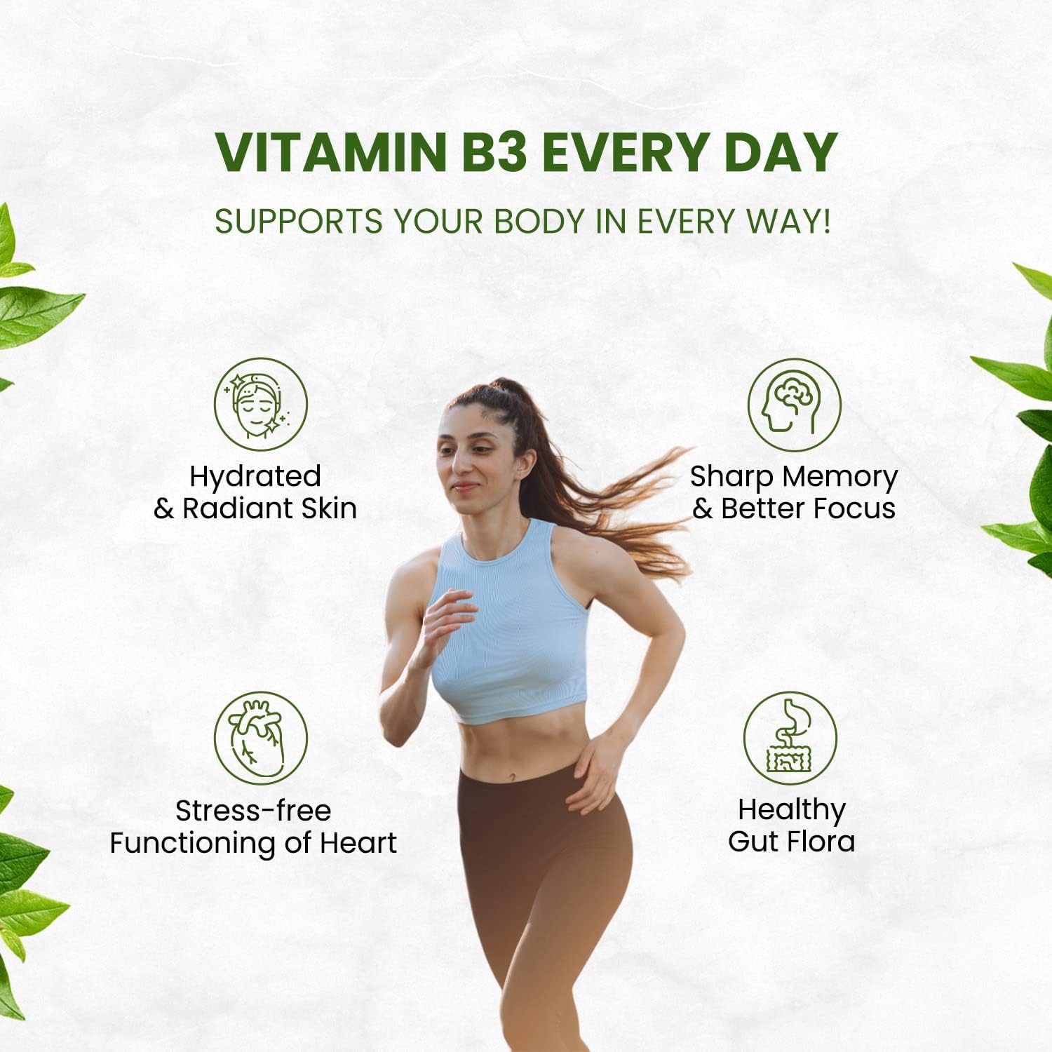 Plant-Based Vitamin B3 Capsules for Healthy Skin and Heart - 120 Count
