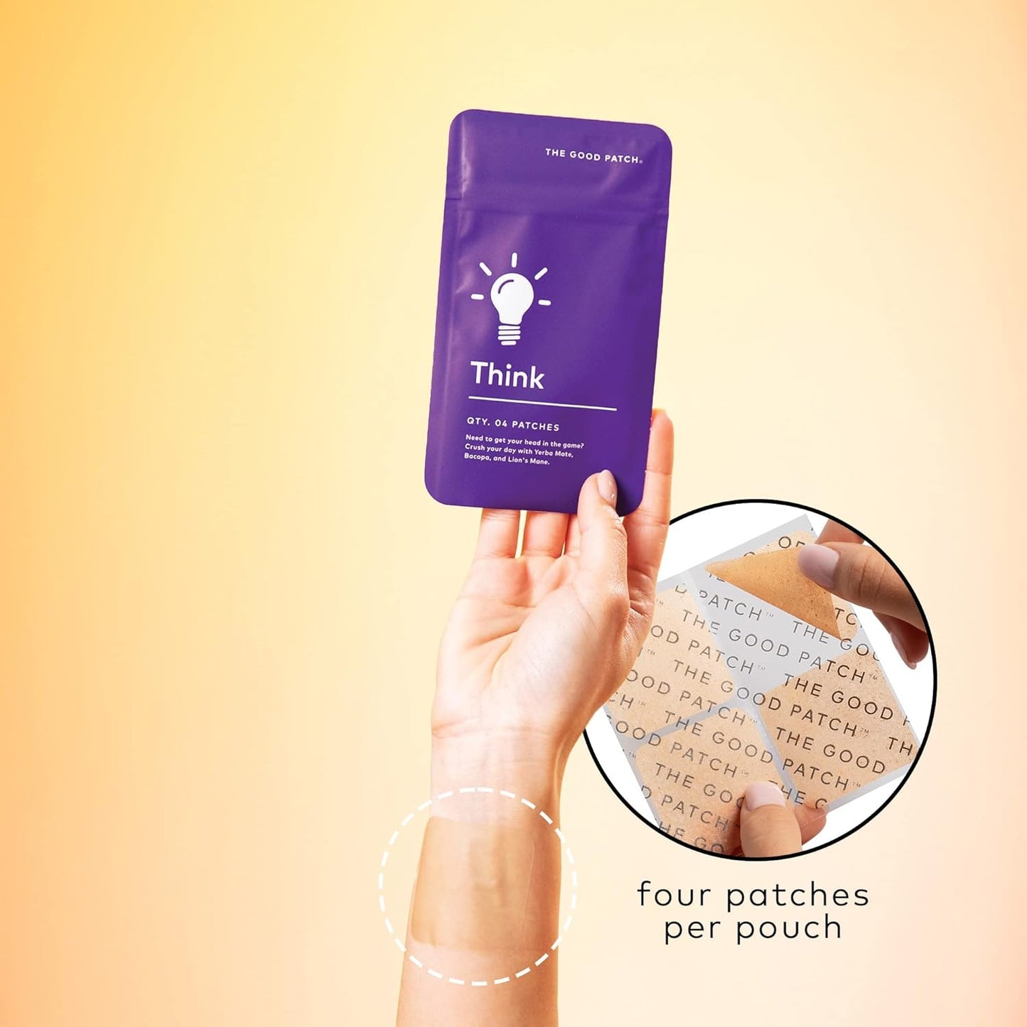 Plant Powered Wellness Patches with Caffeine, Yerba Mate, Bacopa, Lion’s Mane - 16 Patches