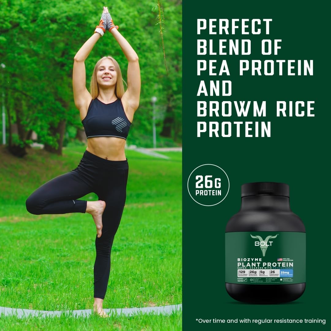 Plant Protein with Superfood PHYCOCYANIN & Ayurvedic Herbs for Muscle Support & Recovery, Madagascar Vanilla, 2Lb