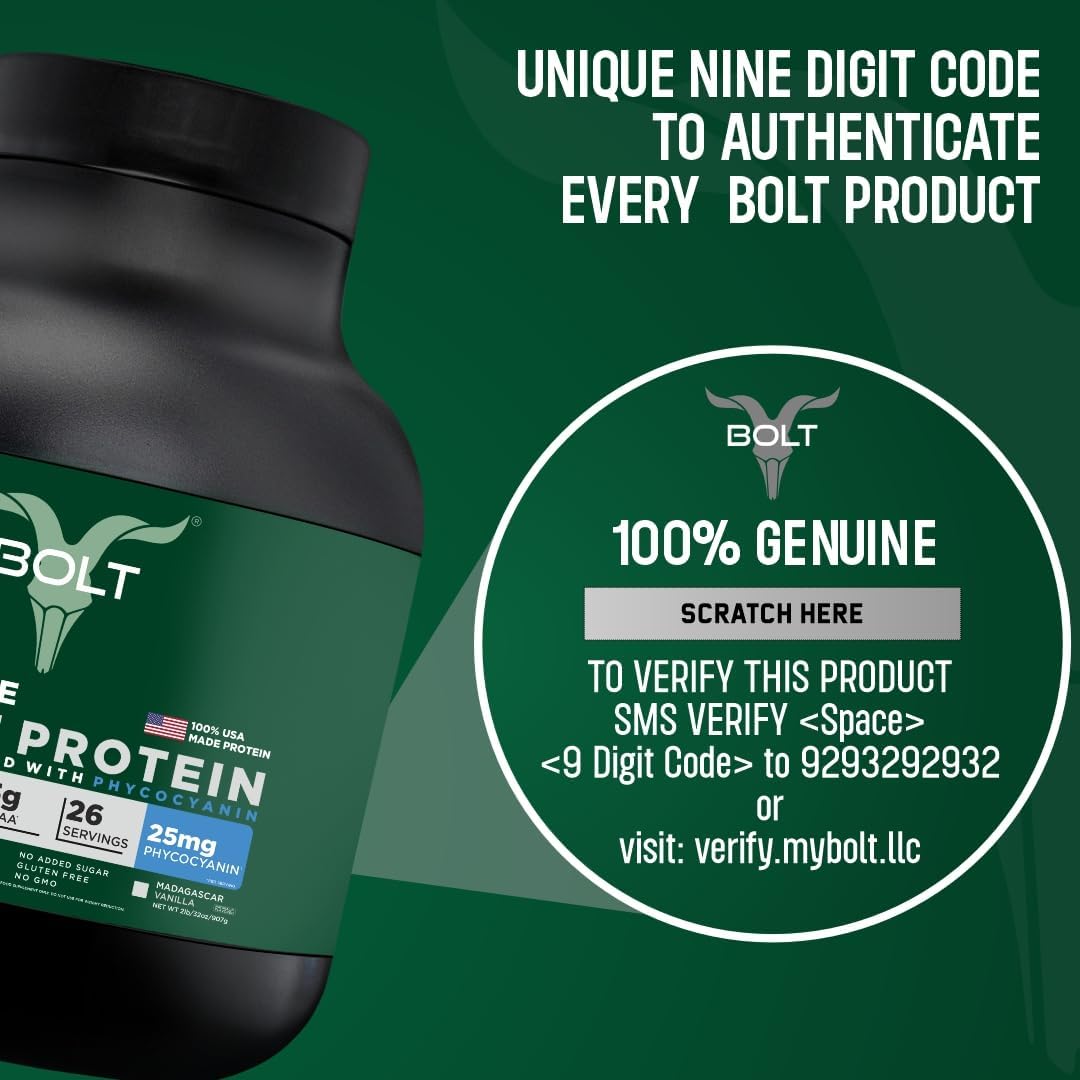 Plant Protein with Superfood PHYCOCYANIN & Ayurvedic Herbs for Muscle Support & Recovery, Madagascar Vanilla, 2Lb