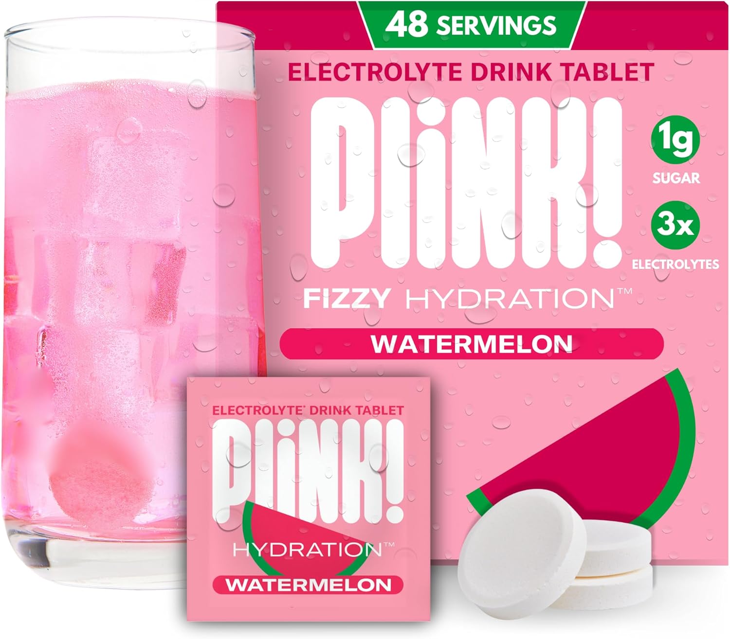 Plink! Fizzy Electrolyte Drink Tablets - 48ct Pack with Sodium, Potassium, Magnesium for Daily Hydration - Low-Calorie, Low-Sugar Keto Electrolytes Powder Packets - Water Flavoring