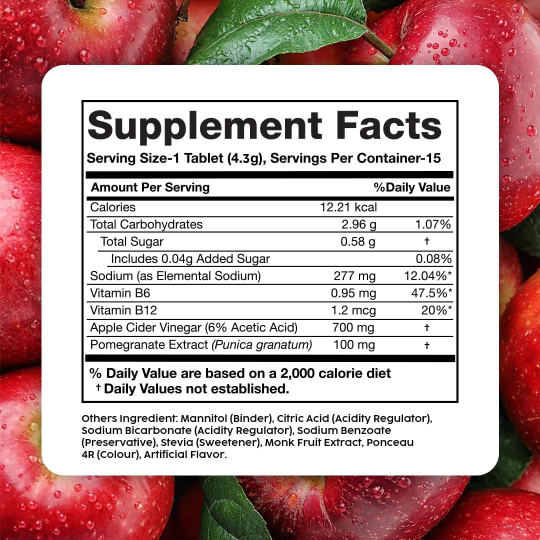 PLIX Apple Cider Vinegar Effervescent Tablets with The Mother, 700mg ACV, VIT B12, B6 - Pack of 8 (Vegan, No Sugar, Non-GMO)