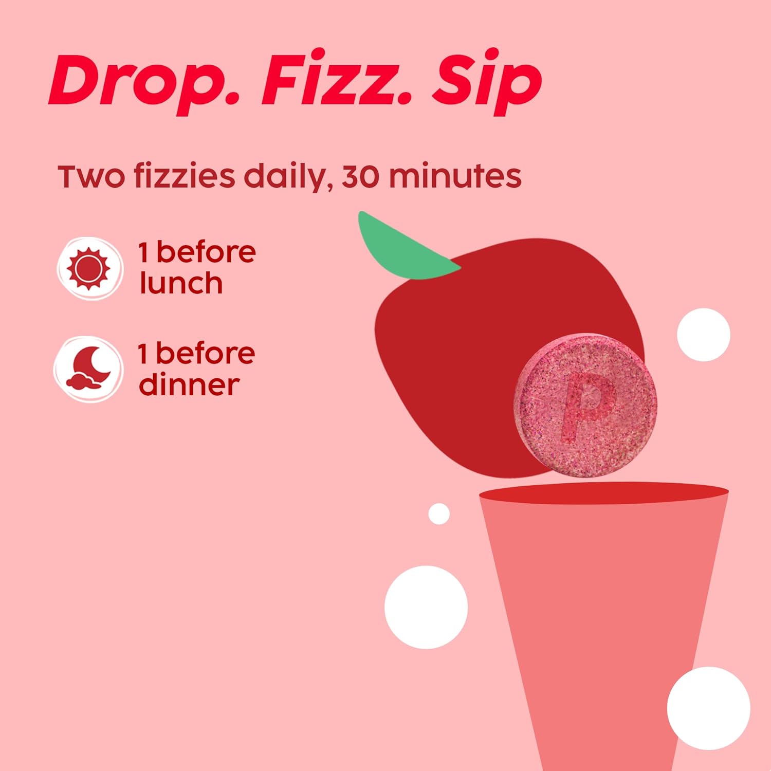 PLIX Apple Cider Vinegar Effervescent Tablets with The Mother - Pack of 4, 700mg ACV, VIT B12 & B6 | Vegan, Non-GMO, Gluten-Free