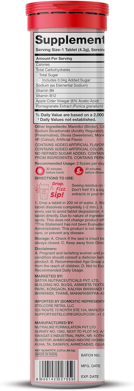 PLIX Apple Cider Vinegar Effervescent Tablets with The Mother - Pack of 4, 700mg ACV, VIT B12 & B6 | Vegan, Non-GMO, Gluten-Free