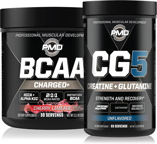 PMD Sports CG5 Creatine & L-Glutamine + BCAA Cherry Limeade Combo - 90 Servings for Recovery & Performance