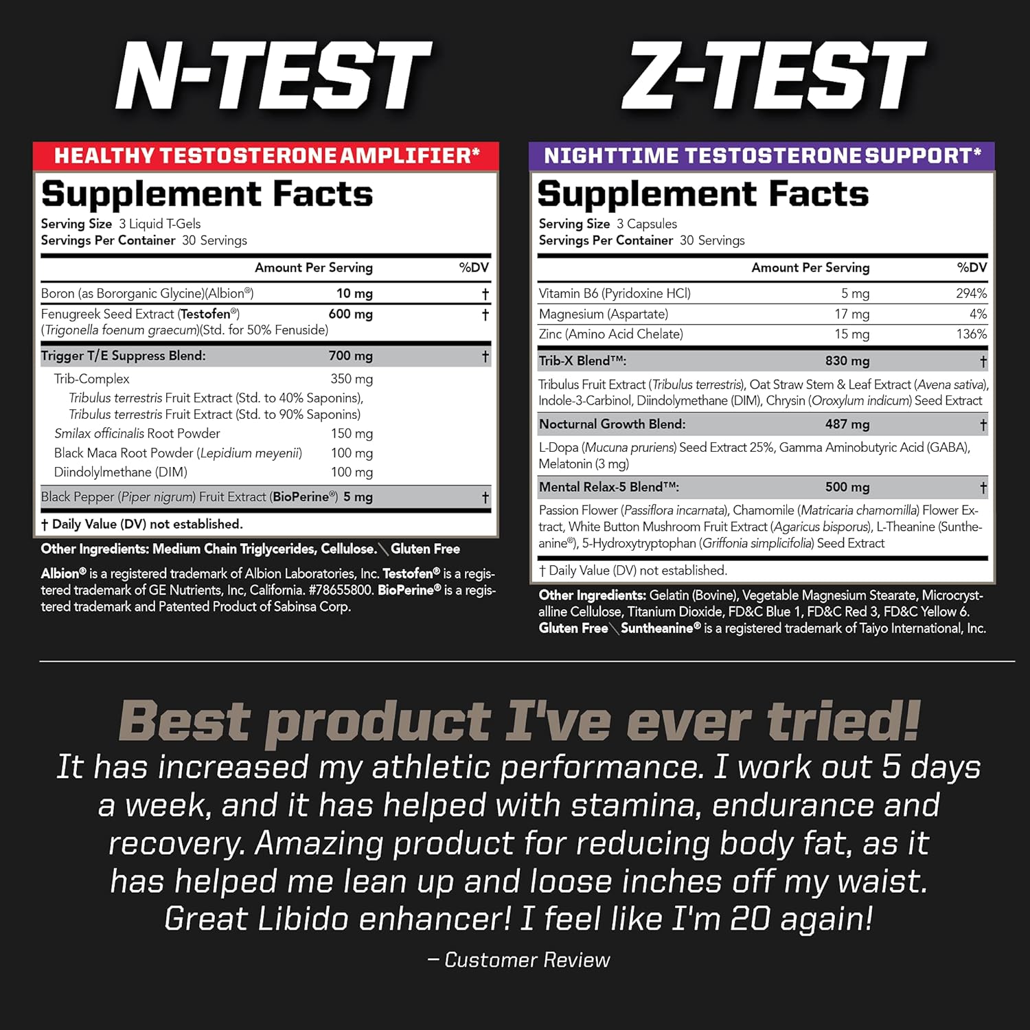 PMD Sports Flex Stack Advanced 24-Hour Testosterone Stack for Lean Muscle Growth, Strength, Recovery, Libido and Restful Sleep - N-Test 600 Advanced / 90 Liquid T-Gels, Z-Test 90 Capsules
