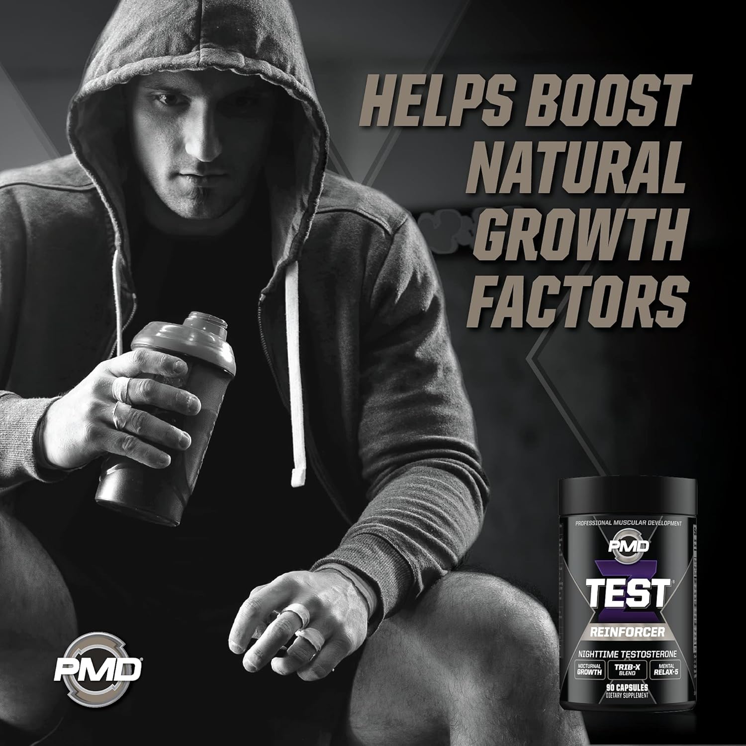 PMD Sports Z-Test Nighttime Testosterone Support Capsules - Sleep Aid for Muscle Recovery and Growth - Anabolic Relaxation Formula - 90 Count