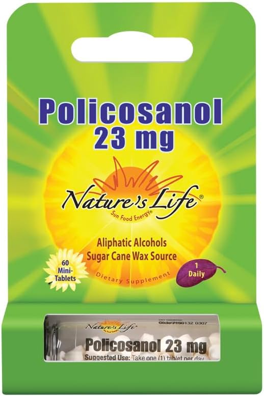 Policosanol 23mg Supplement for Cardiovascular Health - 60 Tablets - Promotes Healthy Heart & Blood Circulation