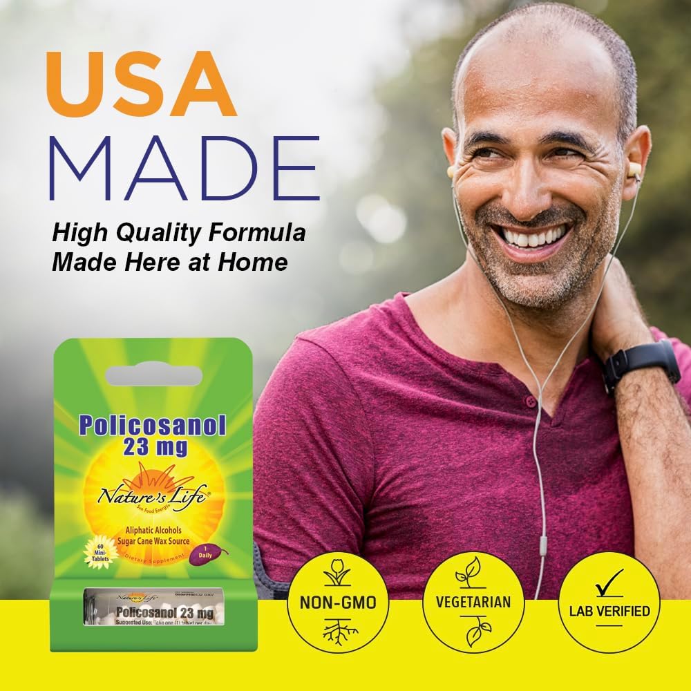 Policosanol 23mg Supplement for Cardiovascular Health - 60 Tablets - Promotes Healthy Heart & Blood Circulation