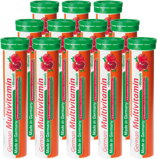 Pomegranate Flavored Vegan Multivitamin & Mineral Effervescent Tablets - 240 Tablets from Germany
