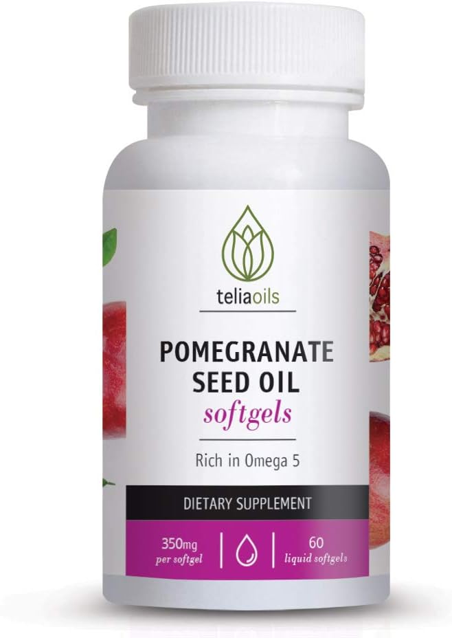 Pomegranate Seed Oil Softgels (60 Count) with Omega 5 - Antioxidant Support for Men & Women - Non GMO Formula for Immune Defense