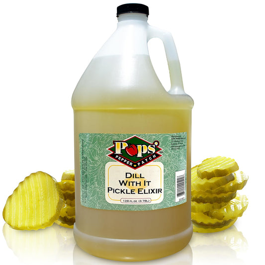 Pops Pepper Patch Dill Pickle Elixir for Leg Cramps - Real Dill Juice Brine, Hydration Aid - 1 Gallon