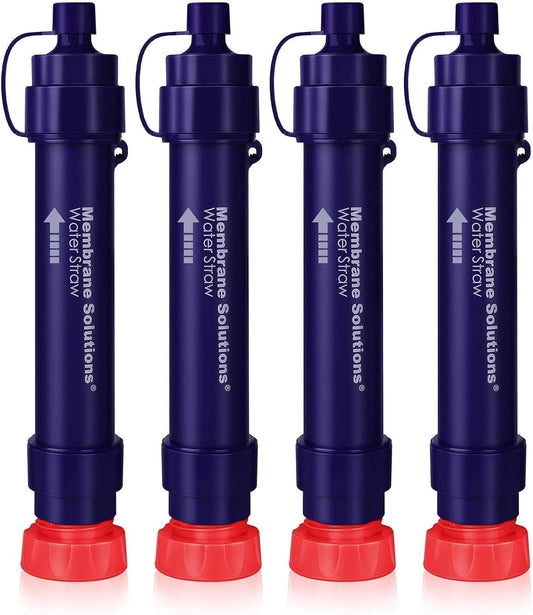 Portable 4-Stage 0.1-Micron Water Filter Straw for Camping and Emergency, 5,000L Purifier by Membrane Solutions