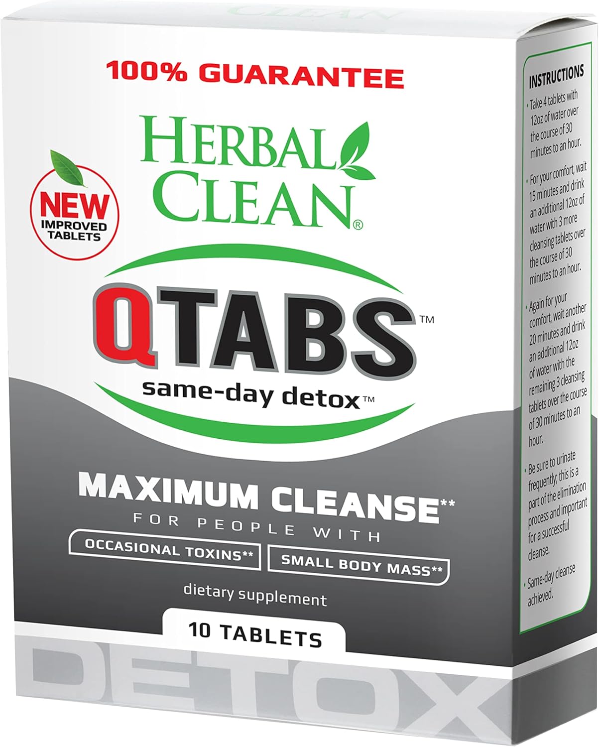 Portable and Discreet Herbal Clean QTabs Same-Day Detox - 10 Tablets for Quick Toxin Elimination