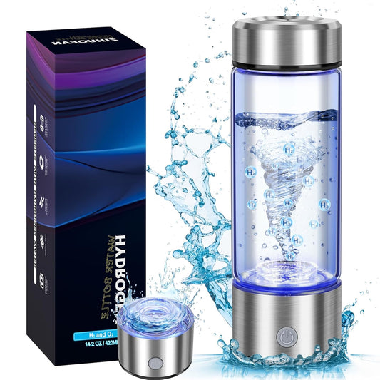 Portable Hydrogen Water Bottle Generator with SPE PEM Technology - 2025 Model, 420ml Rechargeable Ionizer for Home, Office, Travel