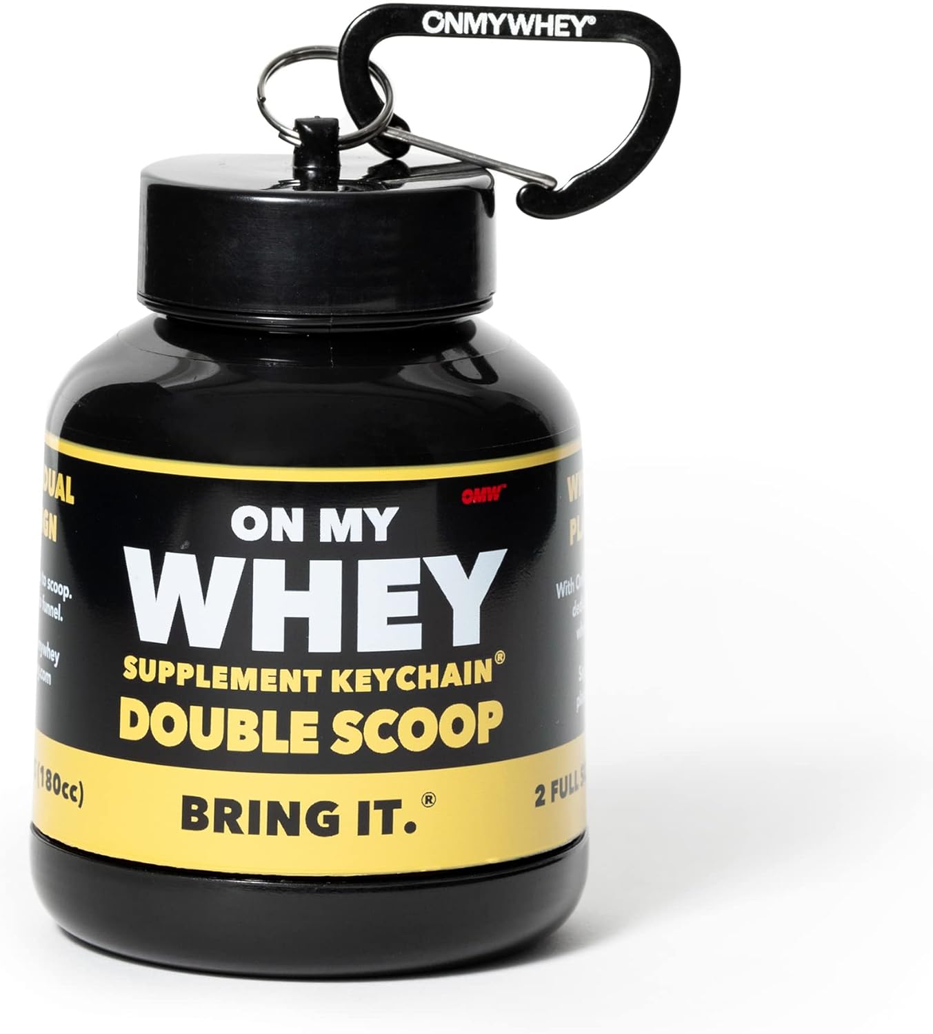 Portable Protein Powder Container with Funnel for Travel and On-the-Go Supplements - Mini Preworkout Holder Keychain Bottle for Dispensing and Mixing