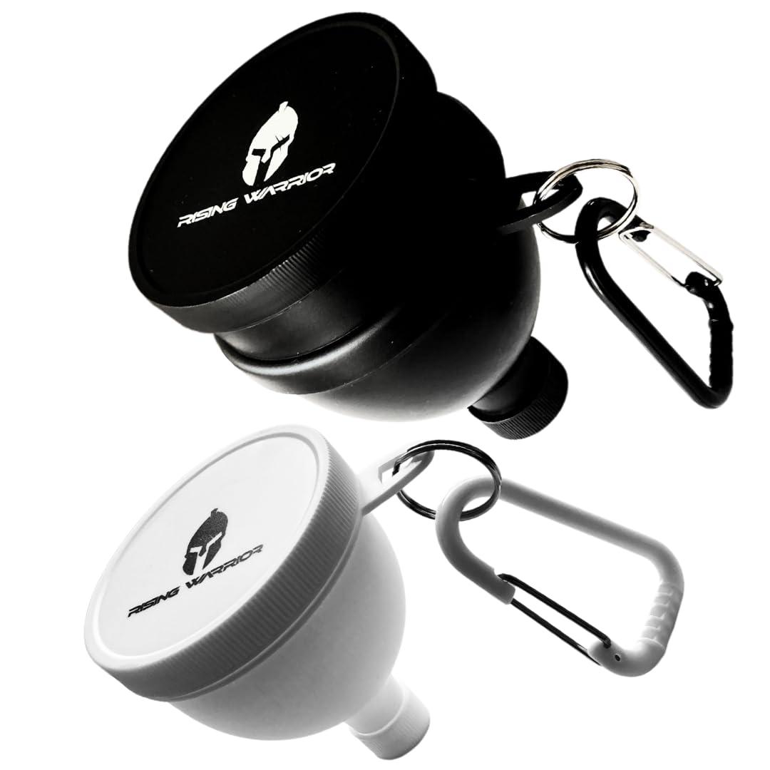 Portable Protein Powder Water Bottle Funnel Bundle - Small & Large Sizes | Ideal for Pre-Workout, BCAA's, Protein Powder | Keychain Supplement Container for On-the-Go