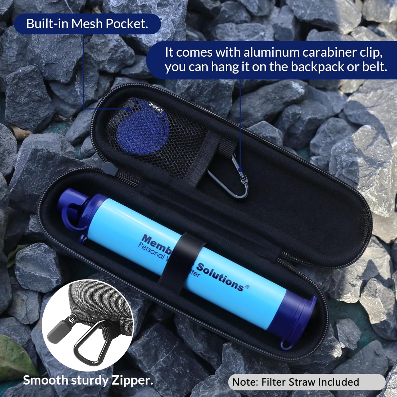 Portable Water Filter Straw with Carry Case - Emergency Survival and Lightweight Purifier for Camping, Hiking, Backpacking
