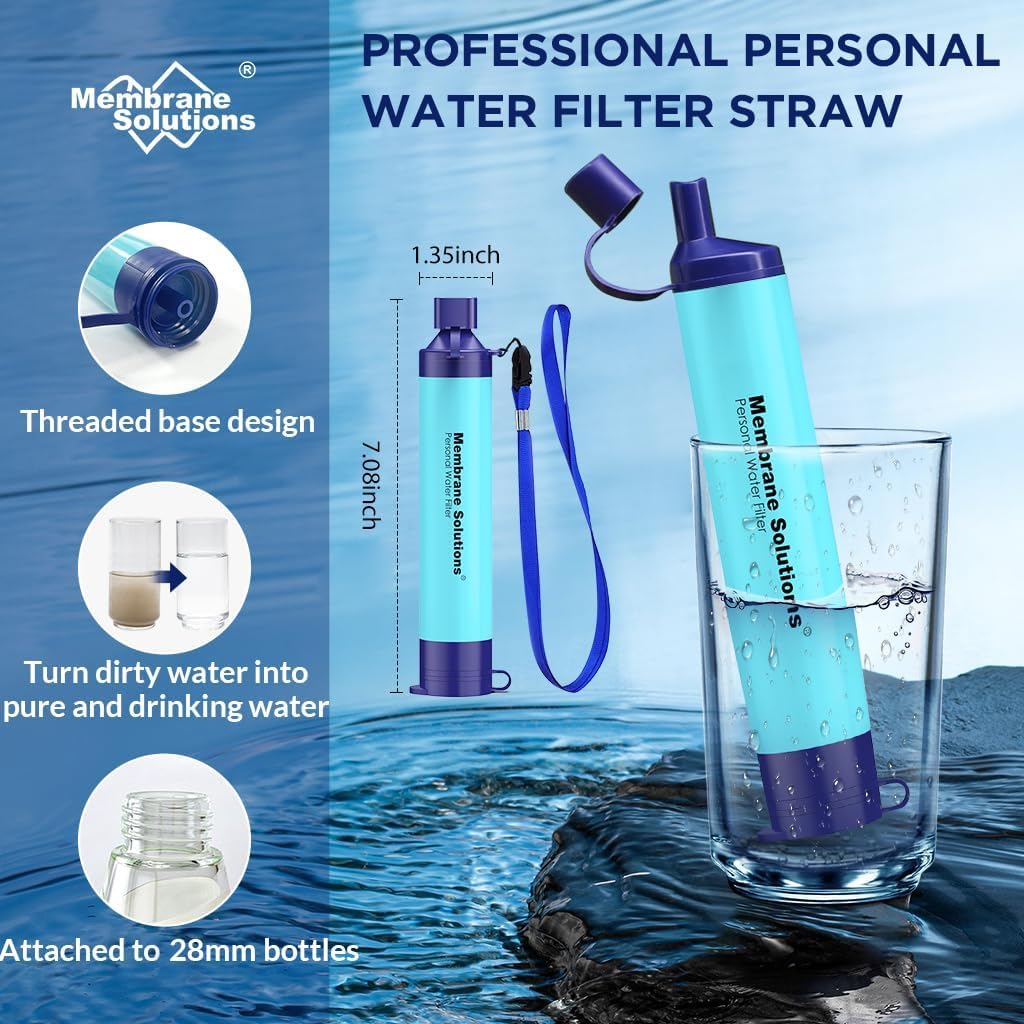 Portable Water Filter Straw with Carry Case - Emergency Survival and Lightweight Purifier for Camping, Hiking, Backpacking